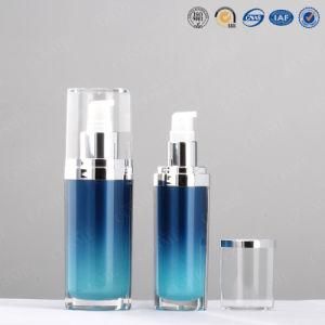 China Blue Acrylic Cream Lotion Bottle for Cosmetic Packaging