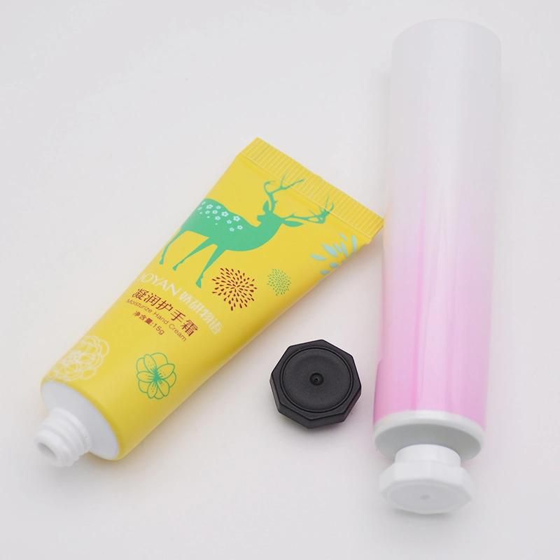 Empty Hand Cream Plastic Soft Tubes Packaging with Octagonal Lid