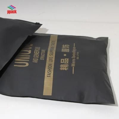 900factory Low Price Garment Zip Slide Black PE Froested Plastic Clothing Packaging Bag