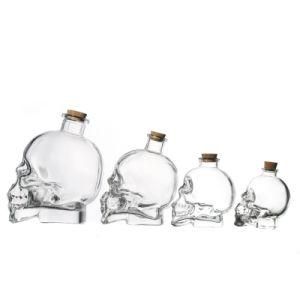 Hot Sale Suppliers Customize Clear Skull Design Empty Glass Bottle for Liquor 50ml 150ml 200ml 400ml 750ml Spirits Bottles
