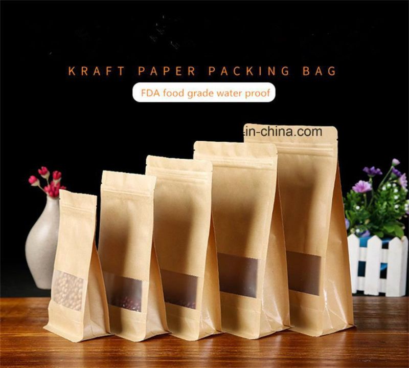 Food Grade Kraftpaper Packing Bags Box Bottom Food Paper Bag