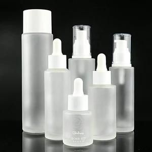 Cosmetic Frosted Flat Shoulder Essential Oil Frosted Cosmetic Glass Dropper Bottle for Face Serum