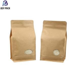 Kraft Paper Zip Lock Food Bags Pouches with U-Notch and Window