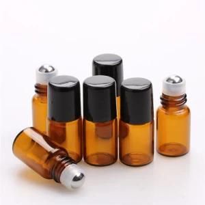Amber Small Sample Test 2ml Glass Roll on Bottles Will Stainless Steel Roll Ball