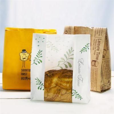 Square Bottom Bread Baking Food Paper Bags with Clear Window