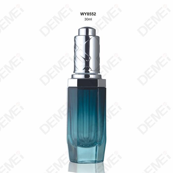30ml Octagonal Glass Bottle with Aluminum Shoulder and Dropper for Serum