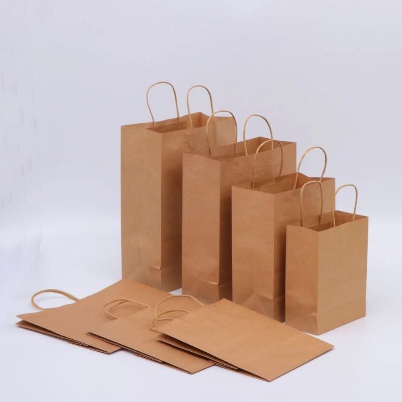 Custom Printed Brown Kraft Shopping Paper Bag with Handles