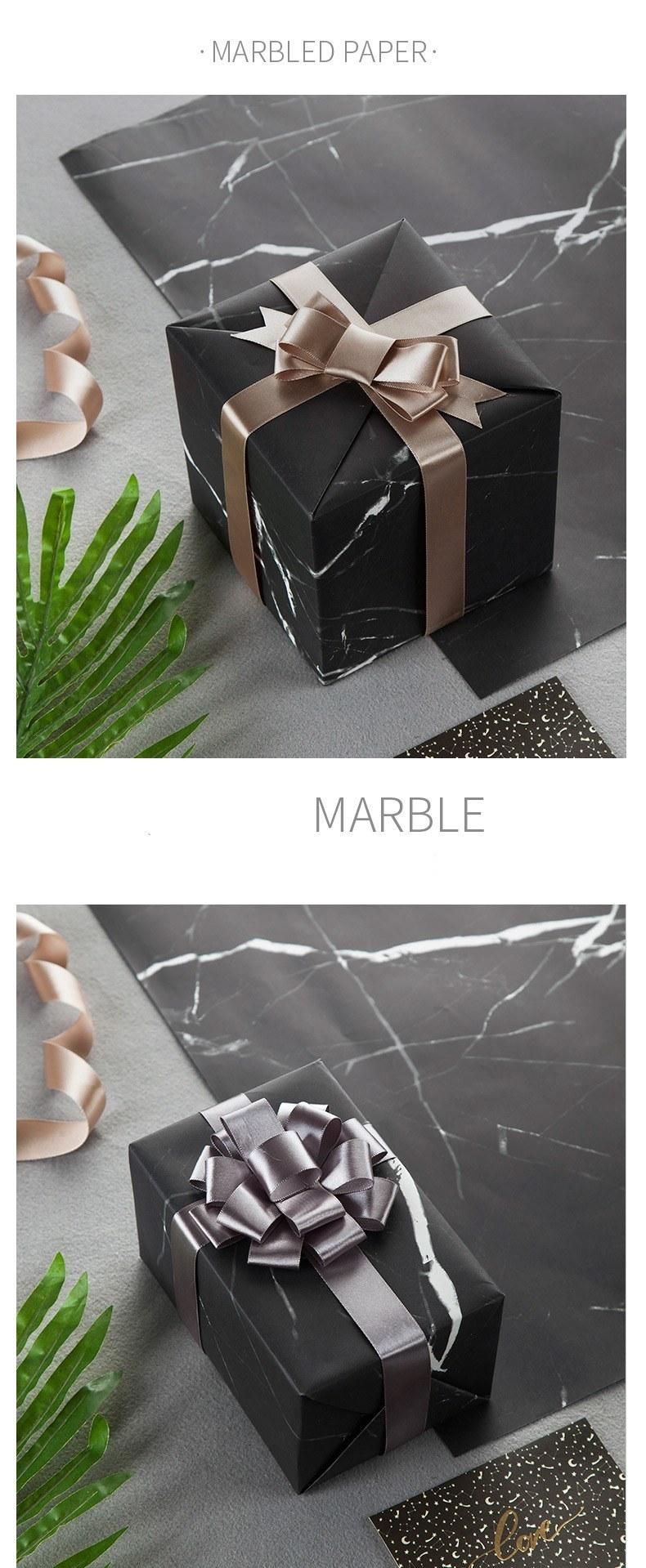 Custom Elegant Marble Black White Christmas Gift Wrapping Paper