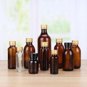 20ml 30ml 50ml 100ml Amber Oral Liquid Glass Bottle with Gold Alu Cap Collagen Enzyme Bottle