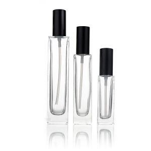 Refillable 30ml 50ml 100ml Clear Square Shaped Glass Perfume Atomizer Spray Bottle