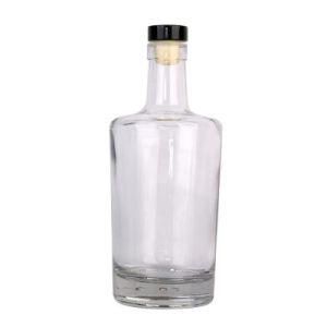 Round Heavy 700 Ml 750 Ml Cork Cap Stopper Empty Custom Liquor Glass Vodka Bottle