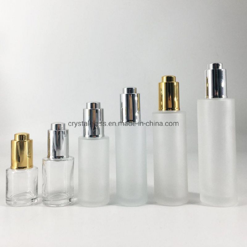 30ml 60ml Glass Cosmetic Oil, Essential Bottle with Gold and Silver Dropper Caps