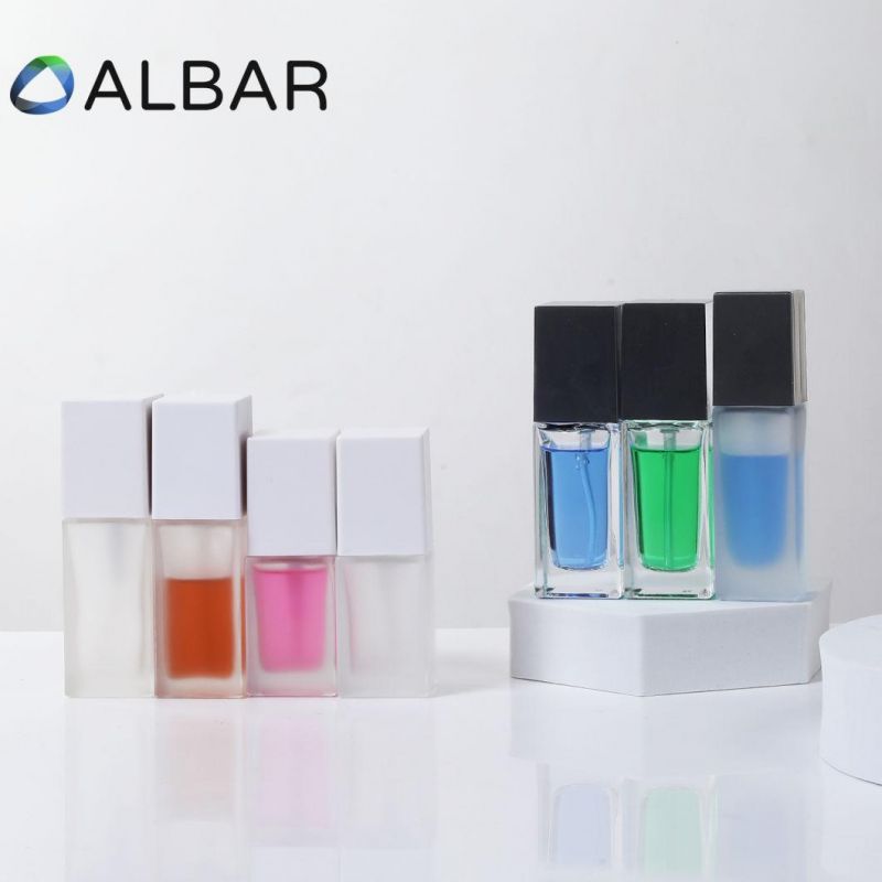 Clear or Frosted Square Rectangle Liquid Foundation Glass Packing Bottles for Cosmetics