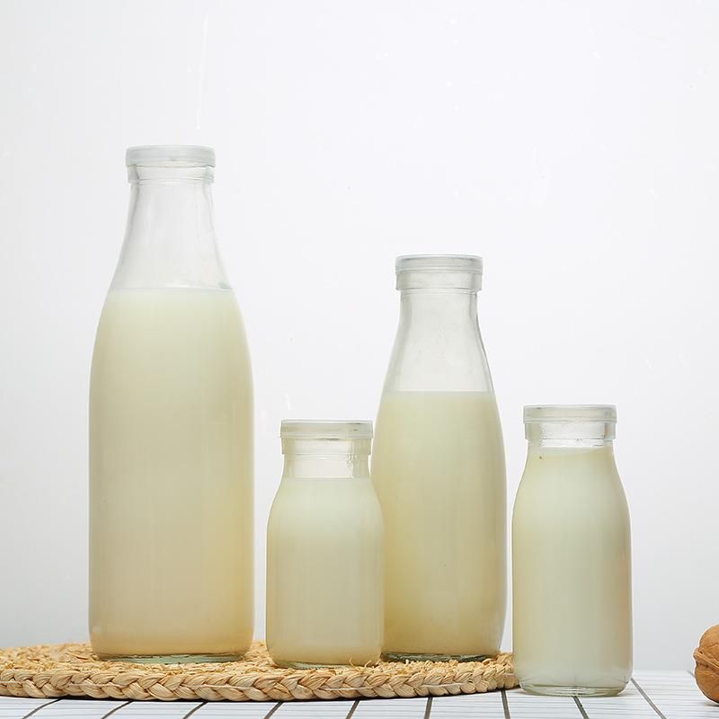 300ml Milk Juice Bottle with Metal Lid and Straw