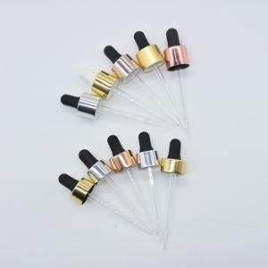 Metalized Plastic Push Button Glass Dropper for Skin Care