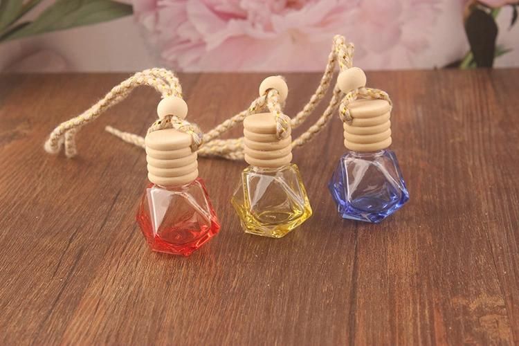 8ml Refillable Car Hanging Glass Perfume Bottle Diamond Shaped Pendant Perfume Aromatherapy Bottle Hanging Air Fresher Ornament Vials