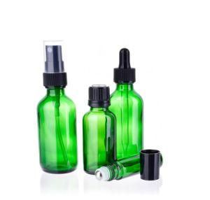 One Set of Green Glass Bottle for Cosmetic
