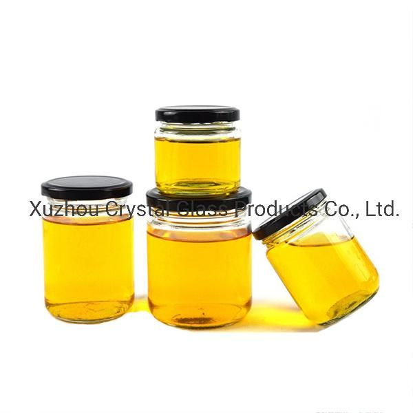 Wholesale Cheap Round Food Storage Empty Honey Bee Glass Jar for Canning with Metal Lid
