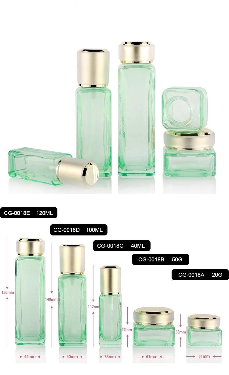 Popular Square Lotion Bottles Skin Care Containers Sets Glass Cosmetic Bottle