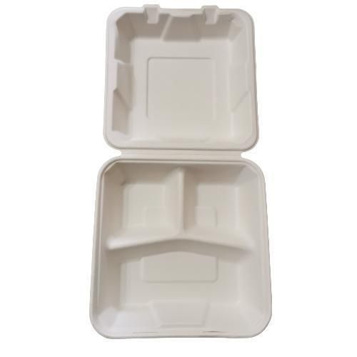 Biodegradable 8 Inch X 8 Inch 3 Compartment Food Packaging