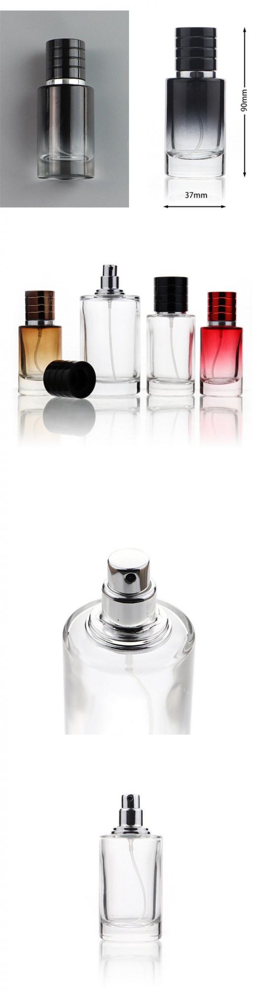 Gradient Color Cylinder Shape 30ml Perfume Bottle Screw Neck 30ml Glass Spray Bottle
