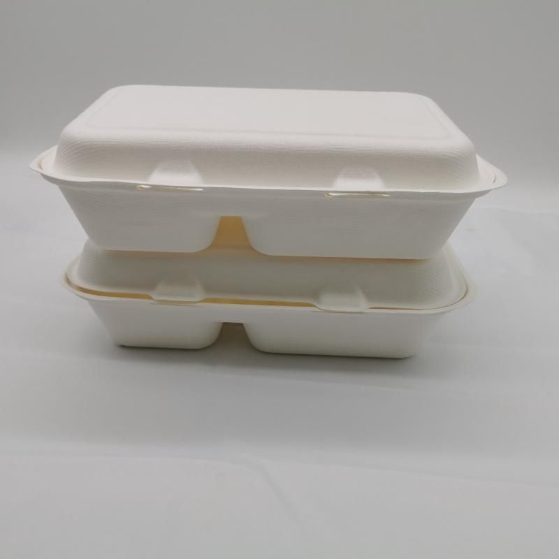 Take Away 2 Compartment Food Packaging Bagasse