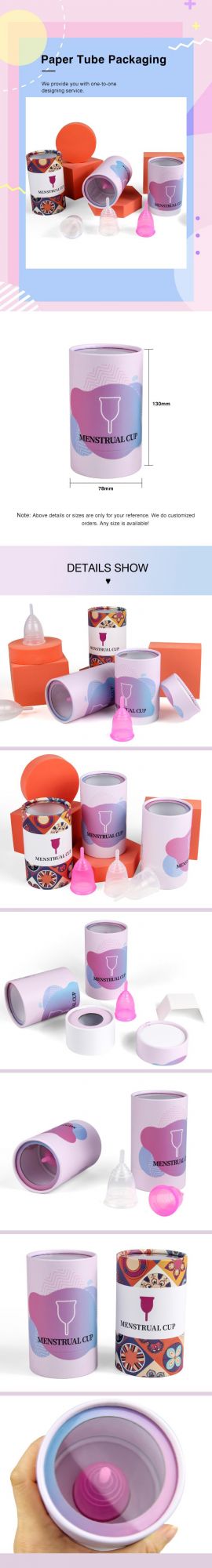 Firstsail Eco Friendly Custom Cardboard Silicone Menstrual Cup Paper Tube Cylinder Packaging Storage Gift Box