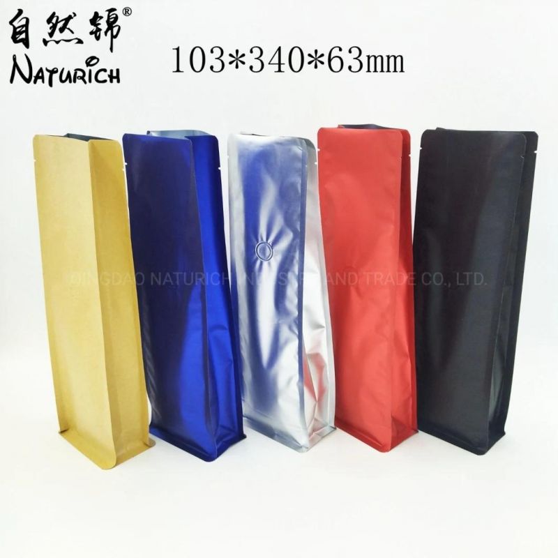 Quad Seal Flat Bottom Blue Color Food Packaging Bag