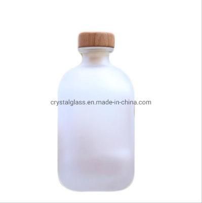 Round Style Frosted Glass Bottle for Alcohol Drinking Beverage Glass Bottle with Rubber 250ml