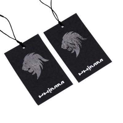 Custom Embossed UV Logo Offset Printing Folded Paper Hangtag Apparel Label Tags for Garment Accessories