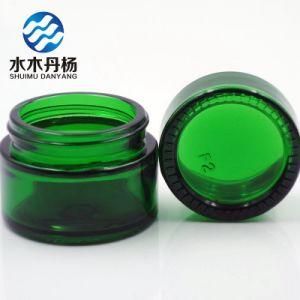 50g Green Color Black Cap Cosmetic Glass Jar for Face Cream