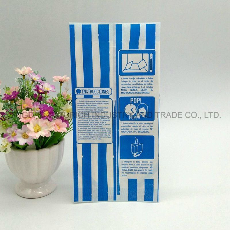 Custom Printing Food Grade Flat Bottom Kraft Paper Reusable Microwave Popcorn Bags for Sale