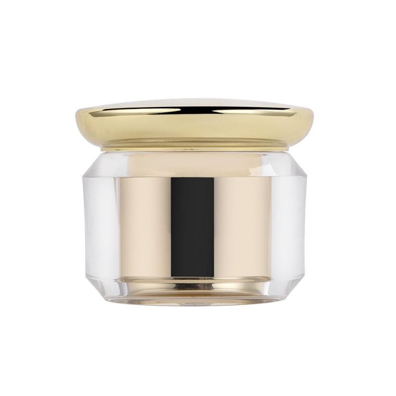 15g 30g 50g Luxury Acrylic Round Cream Jar with Shiny Gold Cap