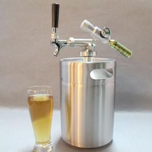 5L Food Grade Stainless Steel Beer Keg, Single Wall Growler with Beer Tap System, Mini Beer Dispenser