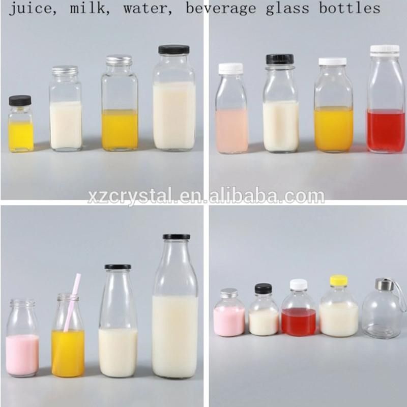 300ml Clear Glass Milk Juice Beverage Bottle with Screw Cap Hot Sale