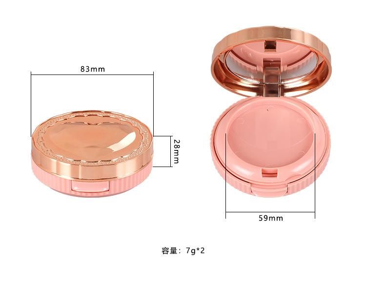 59mm Pan Heart Round Plastic Compact Case Pressed Powder Compact Container Box Wholesale Cosmetic Compact Mirror Case Containers