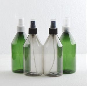 300ml Pet Plastic Sloping Shoulder Green Black Color Cosmetic Mist Spray Bottle