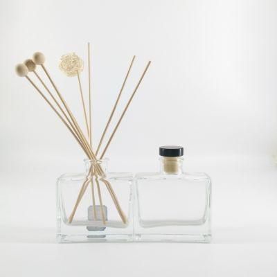 100ml Clear Rectangle Shape Glass Perfume Reed Diffuser Bottle with Rubber