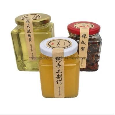 Various Sizes Square Honey Jam Jelly Glass Jar with Black Lug Lid for Food Packaging Jar