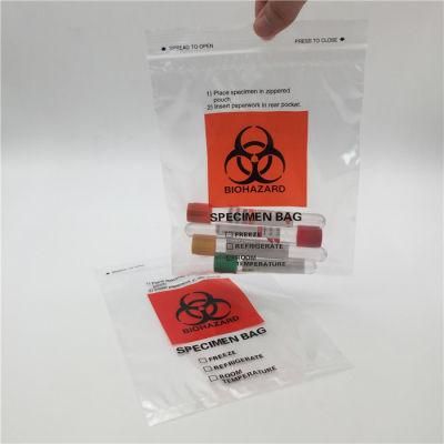 Eco-Friendly Specimen Zipper Bag LDPE Resealable Specimen Bag Autoclavable Biohazard Bags