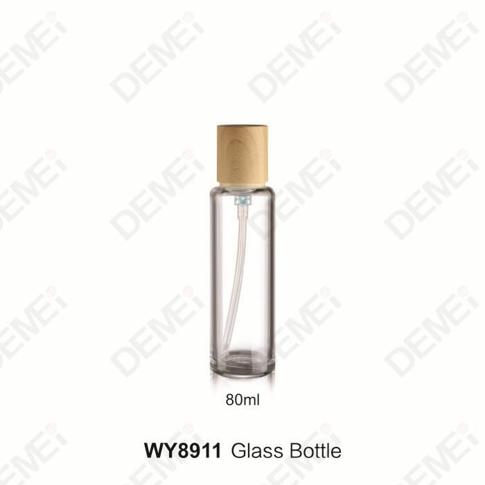 30/60/80/120ml 15/30/50g Cosmetic Skin Care Packaging Clear Straight Round Toner Lotion Glass Bottle and Cream Jar with Imitation Wood Grain Cap