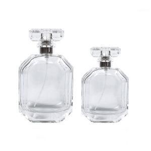 High Quality Fancy Design Decorative Custom Made Clear Square Glass Empty Refillable Perfume Bottle Vials
