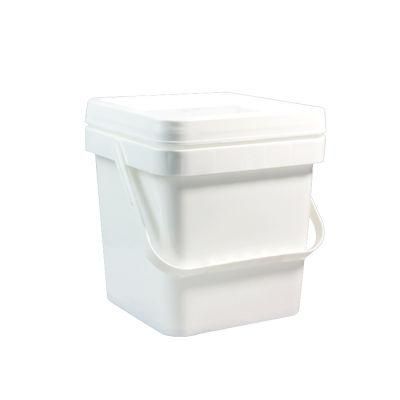 Square White Plastic Bucket with Handle Tamper Evident Lid 10 LTR New