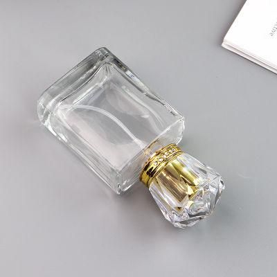 50ml Transparent Glass Perfume Atomizer Set with Diamond Crystal Crown Arabic Style Attar Bottle Portable Rectangular Shaped Empty Bottle