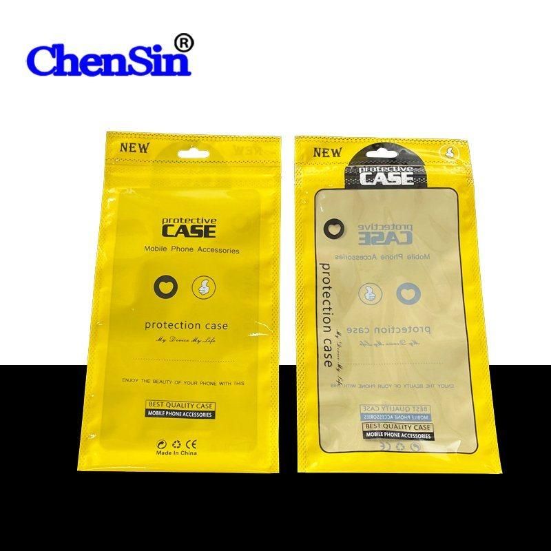 Transparent Phone Case Packaging Yellow Plastic Zipper Bags