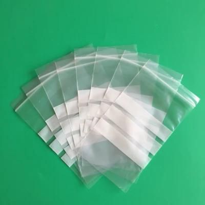 Three White Blocks Printed Writable Plastic Zipper Bag Food Packaging Bag Reusable