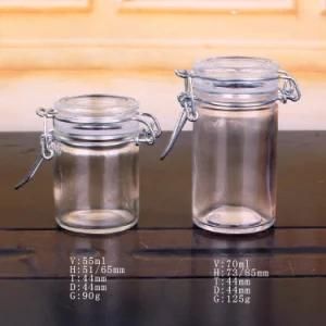 50ml 70ml Round Candy Storage Glass Jar with Clasp Glass Cap
