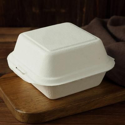 High Quality Compostable 5inch 6inch Sugarcane Pulp Food Container Clamshell Paper Packaging Boxes