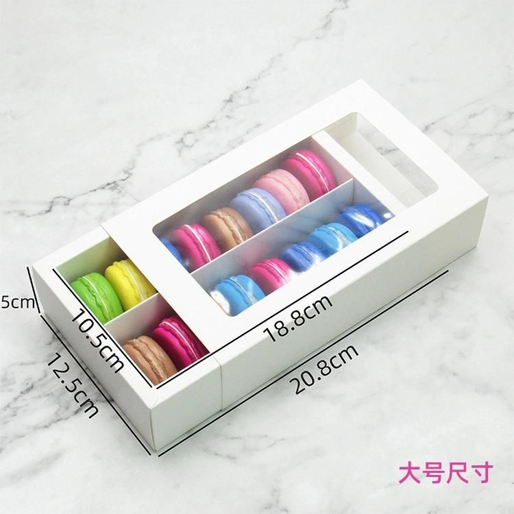 Factory Price Plain White Macaron Cookie Swiss Roll Bread Food Packing Box with Window