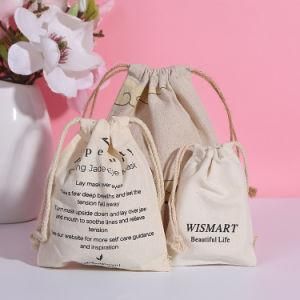 Custom Logocotton Canvas Fabric Muslin Drawstring Bag with Printed Canvas Drawstring Bag with Double String